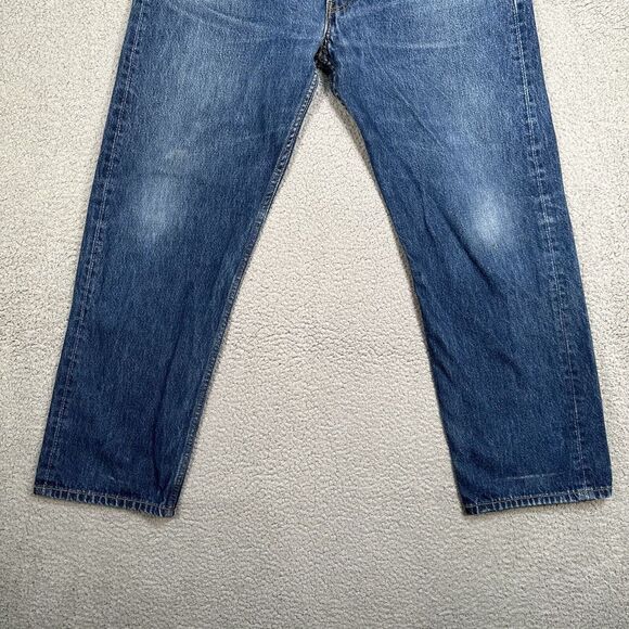 Levis 501 Jeans Mens 38x33 Blue Straight Fit Button Fly‎ Denim Logo (36x29) - Picture 3 of 15